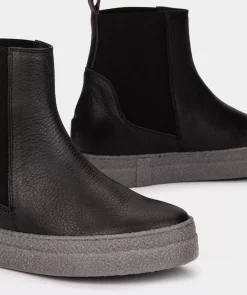 Chaussure Pedro Miralles Bottines A Semelle Compensee Et Plateforme En Cuir Noir Nucleo Negro