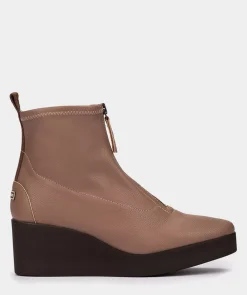 Chaussure Pedro Miralles Bottines A Semelle Compensee Avec Plateforme Elastique En Cuir Vegetalien De Couleur Taupe Onix Taupe