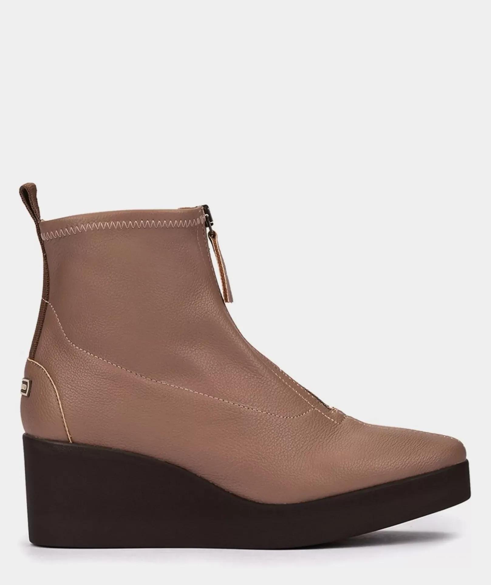 Chaussure Pedro Miralles Bottines A Semelle Compensee Avec Plateforme Elastique En Cuir Vegetalien De Couleur Taupe Onix Taupe