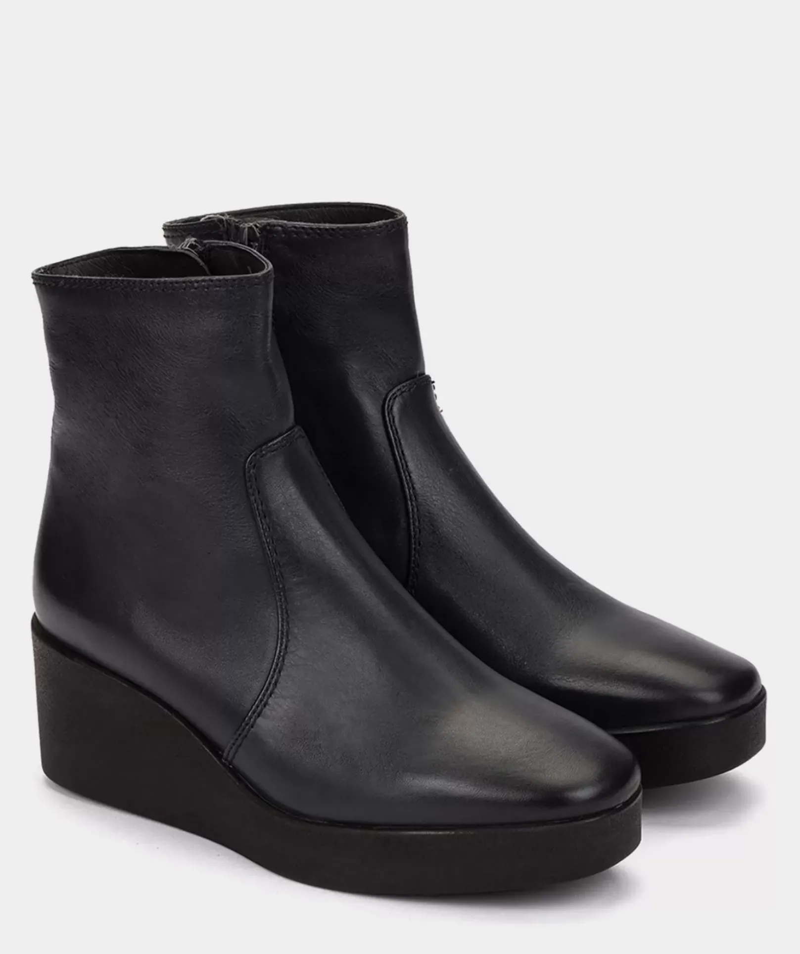 Chaussure Pedro Miralles Bottines A Semelle Compensee Et Plateforme En Cuir Bleu Elit Navy