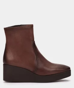 Chaussure Pedro Miralles Bottines A Semelle Compensee Et Plateforme En Cuir Marron Elit Polisandro