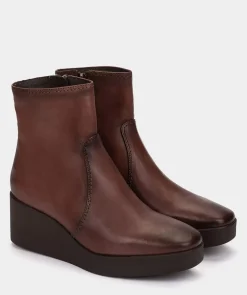Chaussure Pedro Miralles Bottines A Semelle Compensee Et Plateforme En Cuir Marron Elit Polisandro