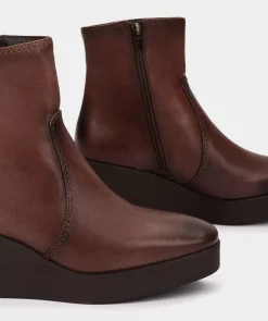 Chaussure Pedro Miralles Bottines A Semelle Compensee Et Plateforme En Cuir Marron Elit Polisandro