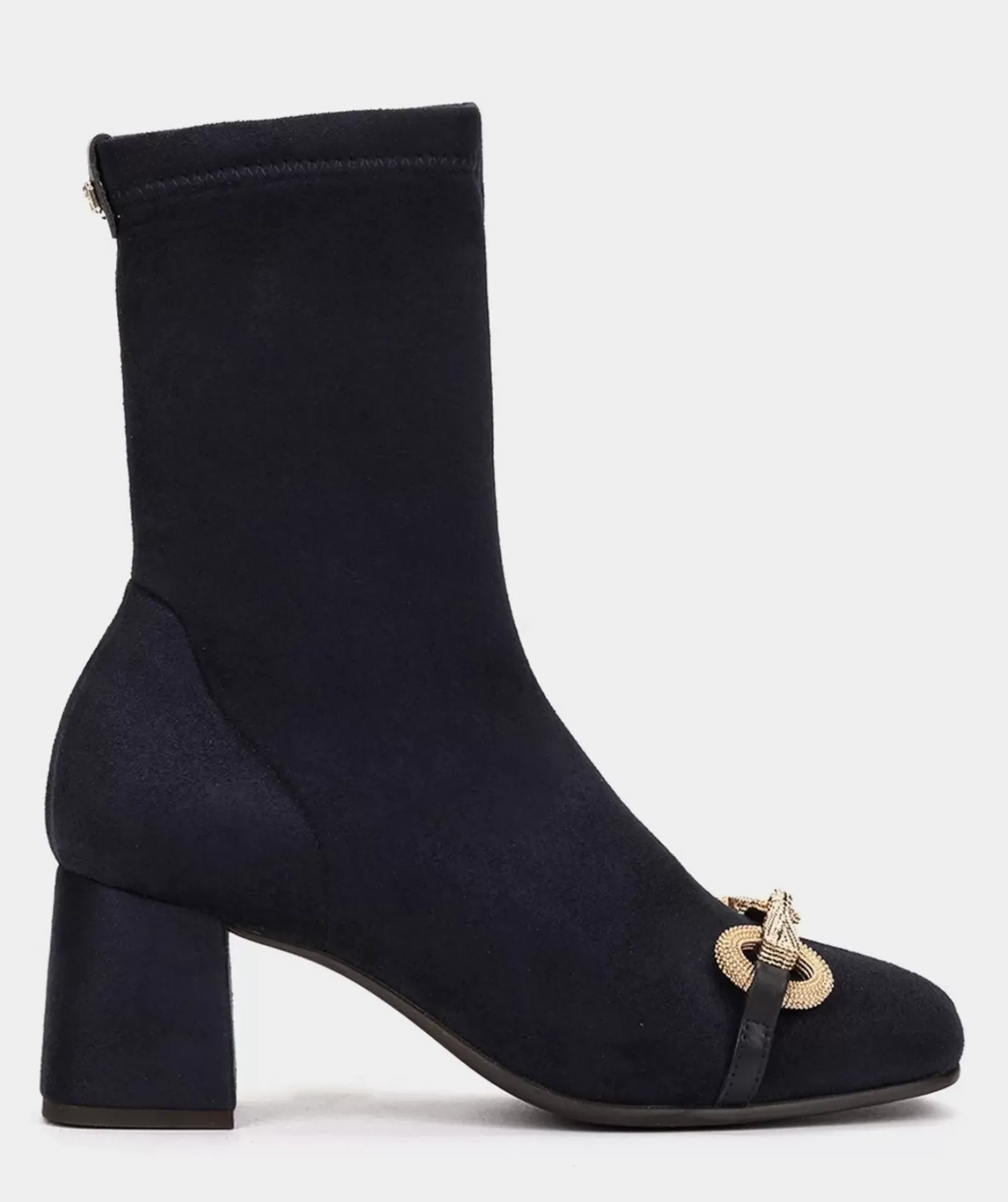 Chaussure Pedro Miralles Bottines A Talon En Tissu Elastique Effet Daim De Couleur Bleu Marine Ante Strech Marino
