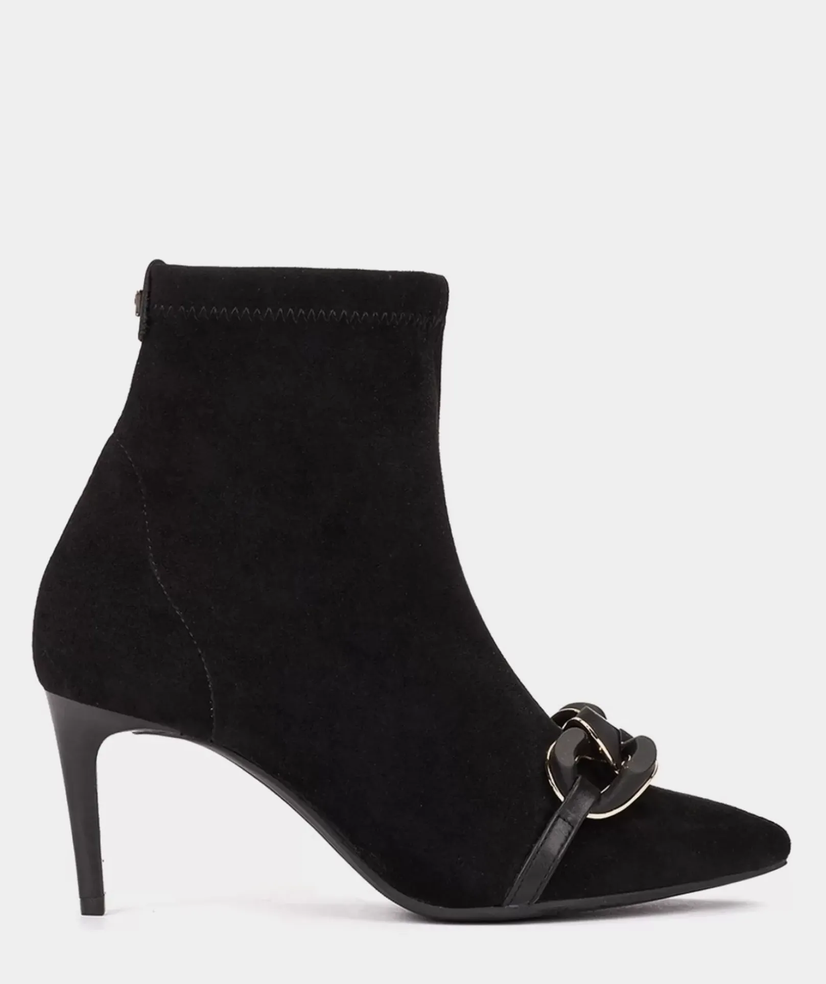 Chaussure Pedro Miralles Bottines A Talon Et Bout Pointu, En Tissu Elastique Effet Daim De Couleur Noire. Ante Strech Negro