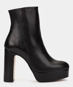 Chaussure Pedro Miralles Bottines A Talons Avec Plateforme En Cuir Noir Seta Negro