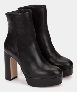 Chaussure Pedro Miralles Bottines A Talons Avec Plateforme En Cuir Noir Seta Negro