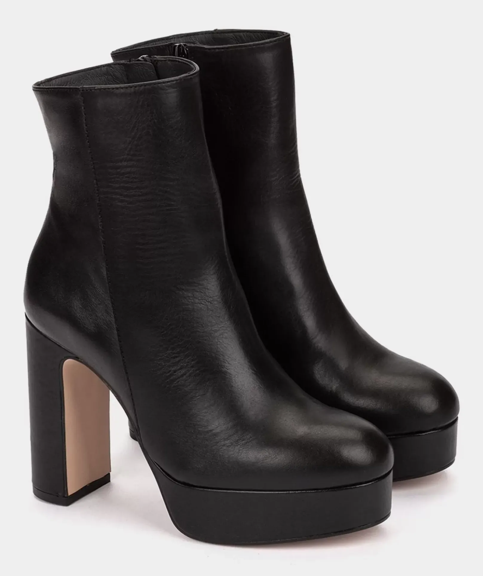 Chaussure Pedro Miralles Bottines A Talons Avec Plateforme En Cuir Noir Seta Negro