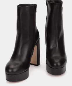Chaussure Pedro Miralles Bottines A Talons Avec Plateforme En Cuir Noir Seta Negro