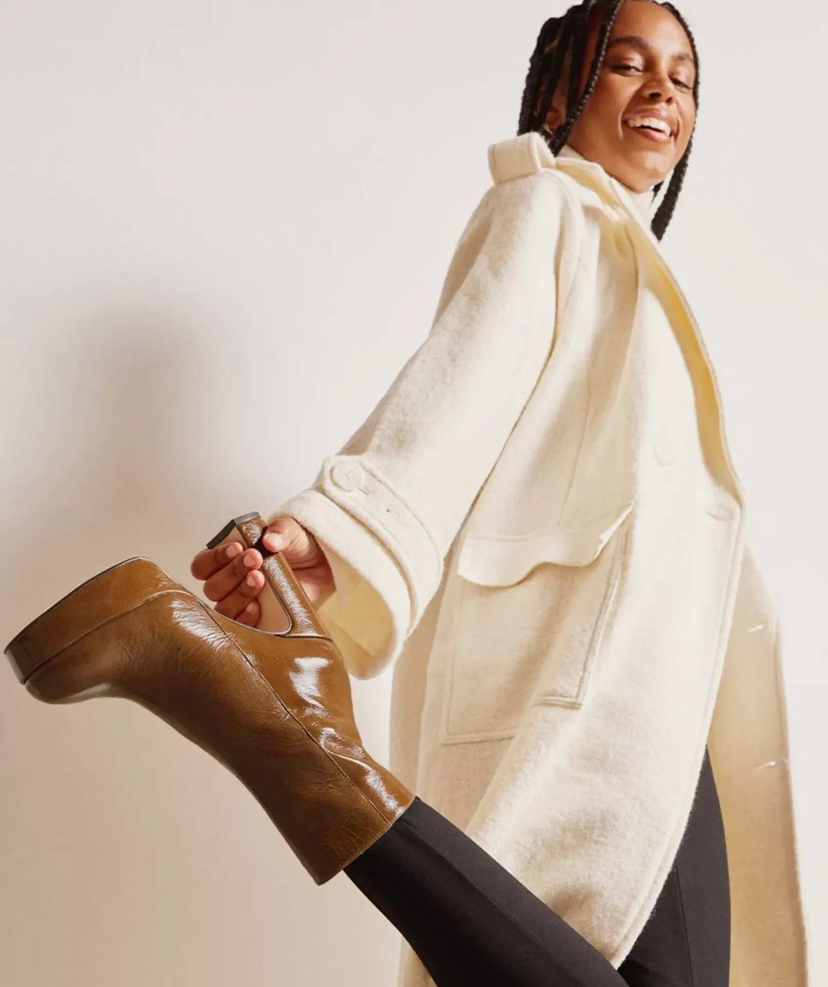 Chaussure Pedro Miralles Bottines A Talons Avec Plateforme En Cuir Verni Marron Venice Polisandro