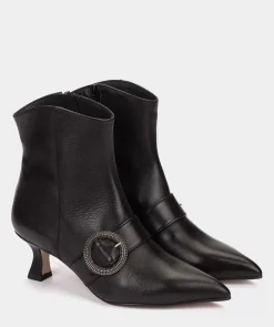 Chaussure Pedro Miralles Bottines A Talons En Cuir Noir Seta Negro