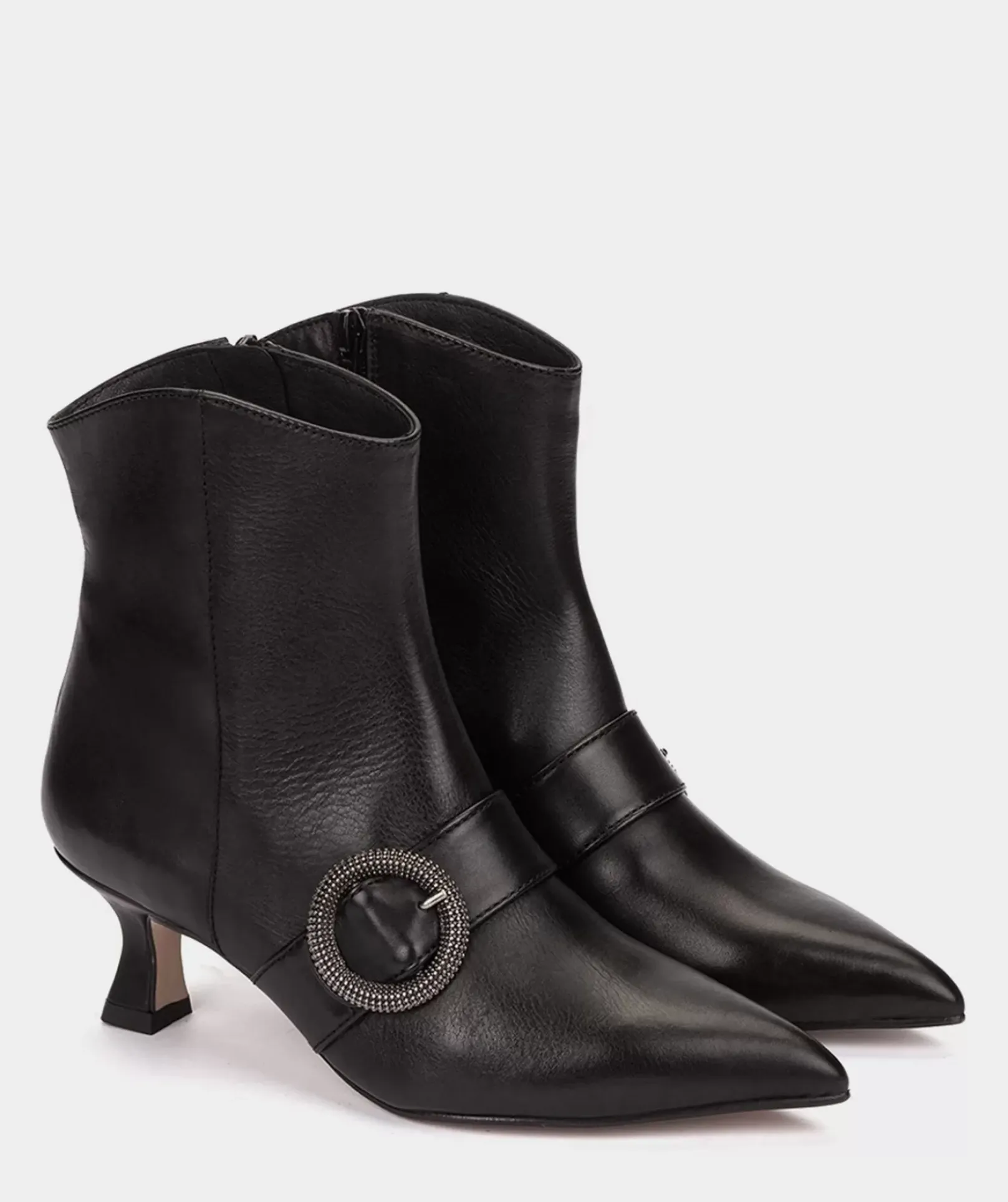Chaussure Pedro Miralles Bottines A Talons En Cuir Noir Seta Negro