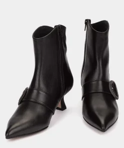 Chaussure Pedro Miralles Bottines A Talons En Cuir Noir Seta Negro