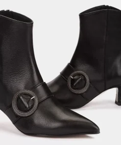 Chaussure Pedro Miralles Bottines A Talons En Cuir Noir Seta Negro