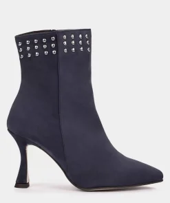 Chaussure Pedro Miralles Bottines A Talons En Daim Bleu Marine Amalfi Navy