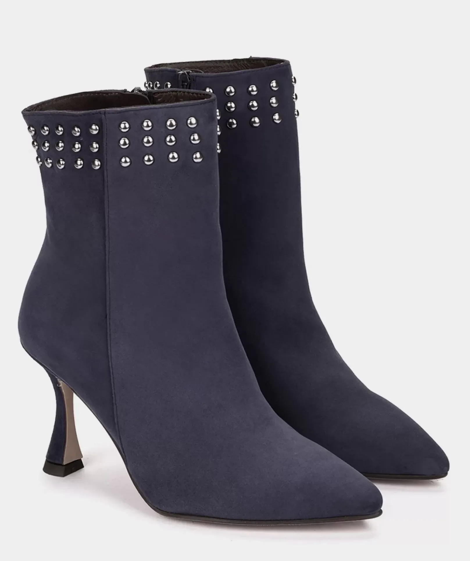 Chaussure Pedro Miralles Bottines A Talons En Daim Bleu Marine Amalfi Navy