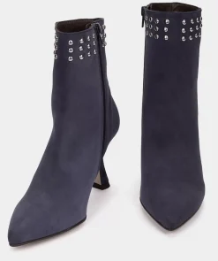 Chaussure Pedro Miralles Bottines A Talons En Daim Bleu Marine Amalfi Navy