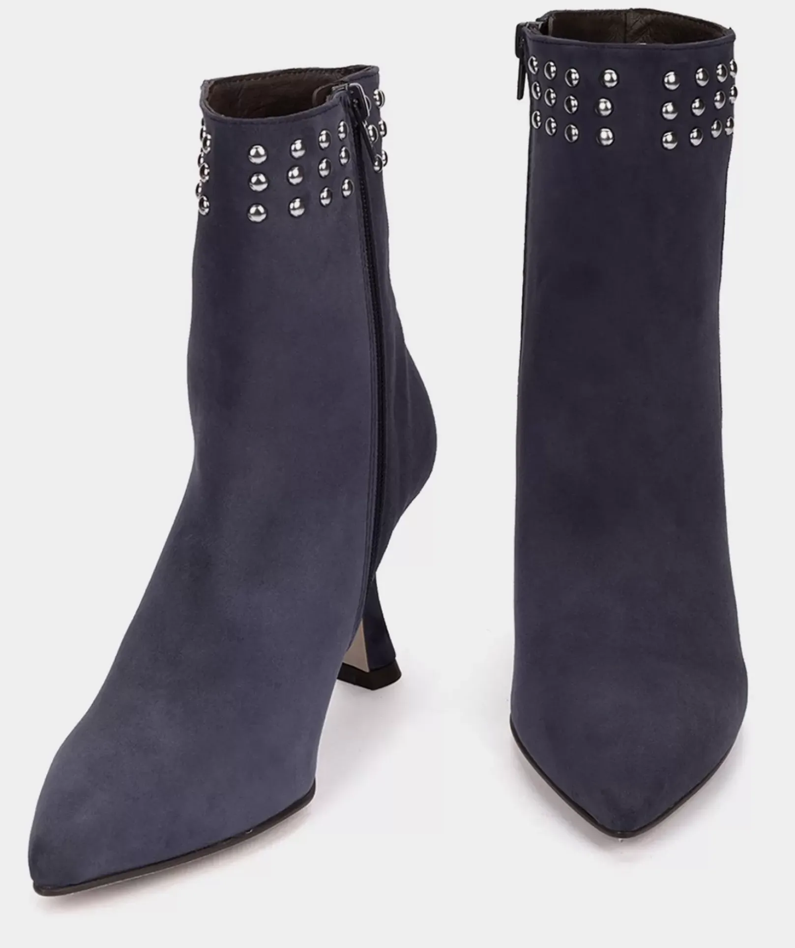 Chaussure Pedro Miralles Bottines A Talons En Daim Bleu Marine Amalfi Navy