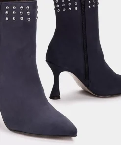 Chaussure Pedro Miralles Bottines A Talons En Daim Bleu Marine Amalfi Navy
