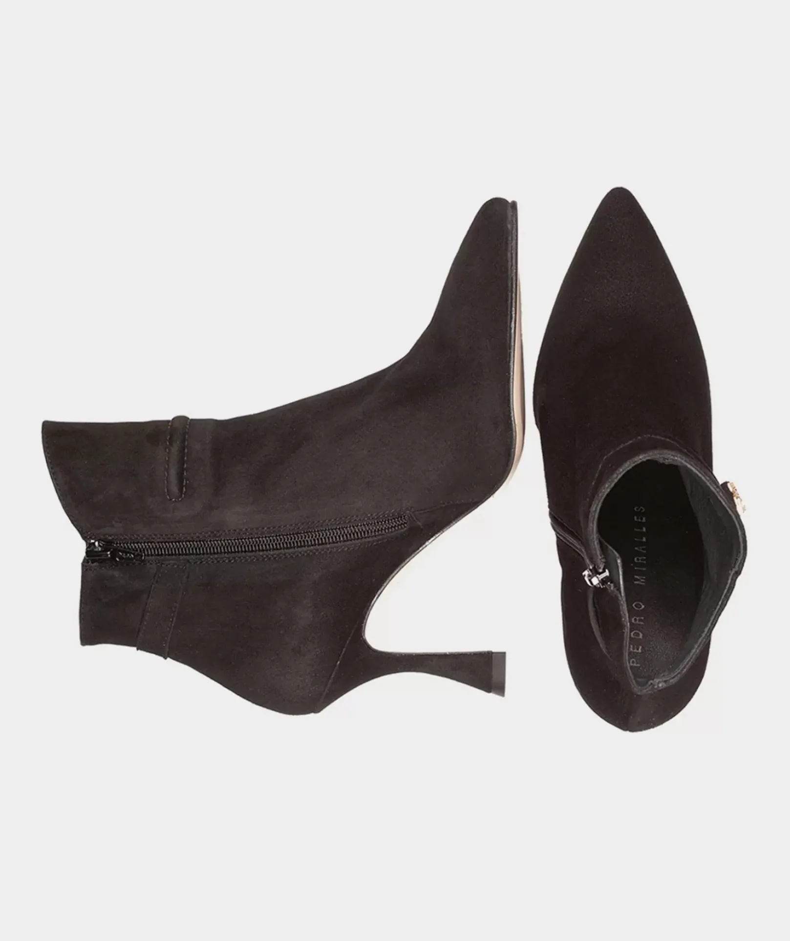 Chaussure Pedro Miralles Bottines A Talons En Daim Noir Amalfi Negro