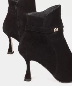 Chaussure Pedro Miralles Bottines A Talons En Daim Noir Amalfi Negro