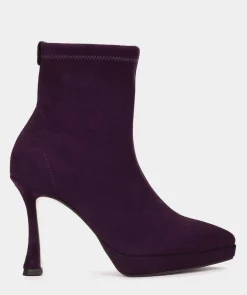 Chaussure Pedro Miralles Bottines A Talons En Tissu Stretch Effet Daim Violet Ante Strech Prugna