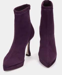 Chaussure Pedro Miralles Bottines A Talons En Tissu Stretch Effet Daim Violet Ante Strech Prugna