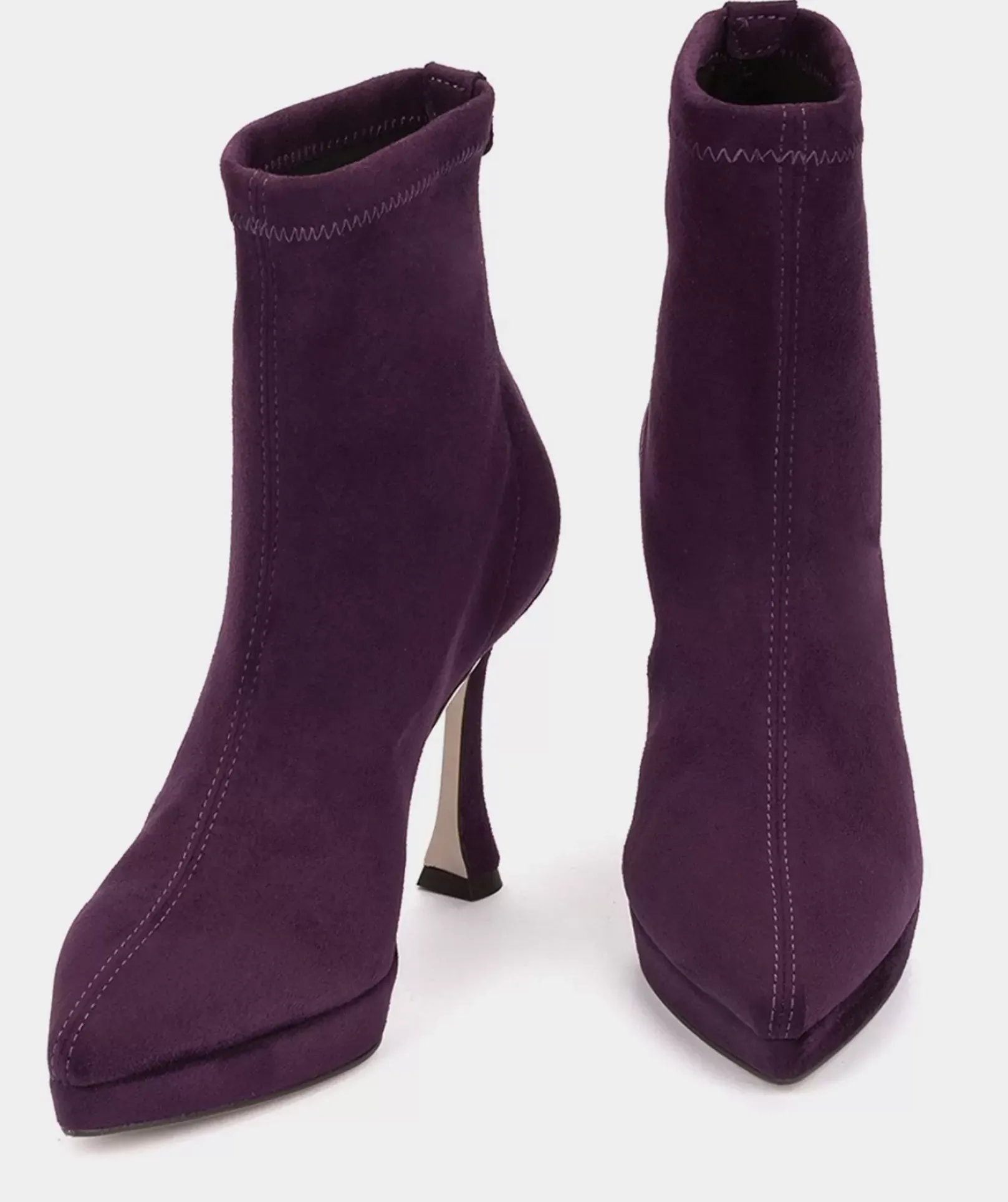Chaussure Pedro Miralles Bottines A Talons En Tissu Stretch Effet Daim Violet Ante Strech Prugna