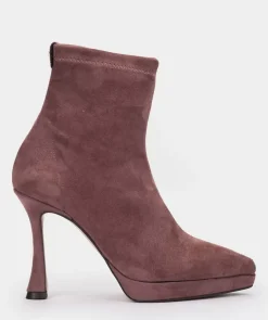 Chaussure Pedro Miralles Bottines A Talons En Tissu Stretch Effet Daim Rose Ante Strech Rosa Palo