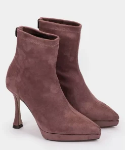 Chaussure Pedro Miralles Bottines A Talons En Tissu Stretch Effet Daim Rose Ante Strech Rosa Palo