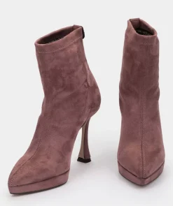 Chaussure Pedro Miralles Bottines A Talons En Tissu Stretch Effet Daim Rose Ante Strech Rosa Palo