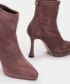Chaussure Pedro Miralles Bottines A Talons En Tissu Stretch Effet Daim Rose Ante Strech Rosa Palo