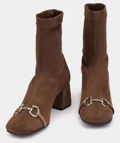 Chaussure Pedro Miralles Bottines A Talons En Tissu Elastique. Ante Strech Tabaco