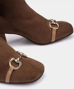 Chaussure Pedro Miralles Bottines A Talons En Tissu Elastique. Ante Strech Tabaco