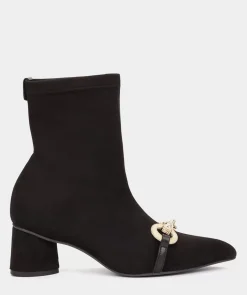 Chaussure Pedro Miralles Bottines A Talons En Tissu Extensible Noir A Effet Daim Ante Strech Negro