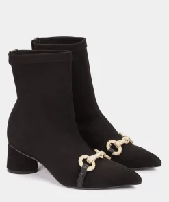 Chaussure Pedro Miralles Bottines A Talons En Tissu Extensible Noir A Effet Daim Ante Strech Negro