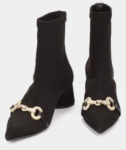Chaussure Pedro Miralles Bottines A Talons En Tissu Extensible Noir A Effet Daim Ante Strech Negro