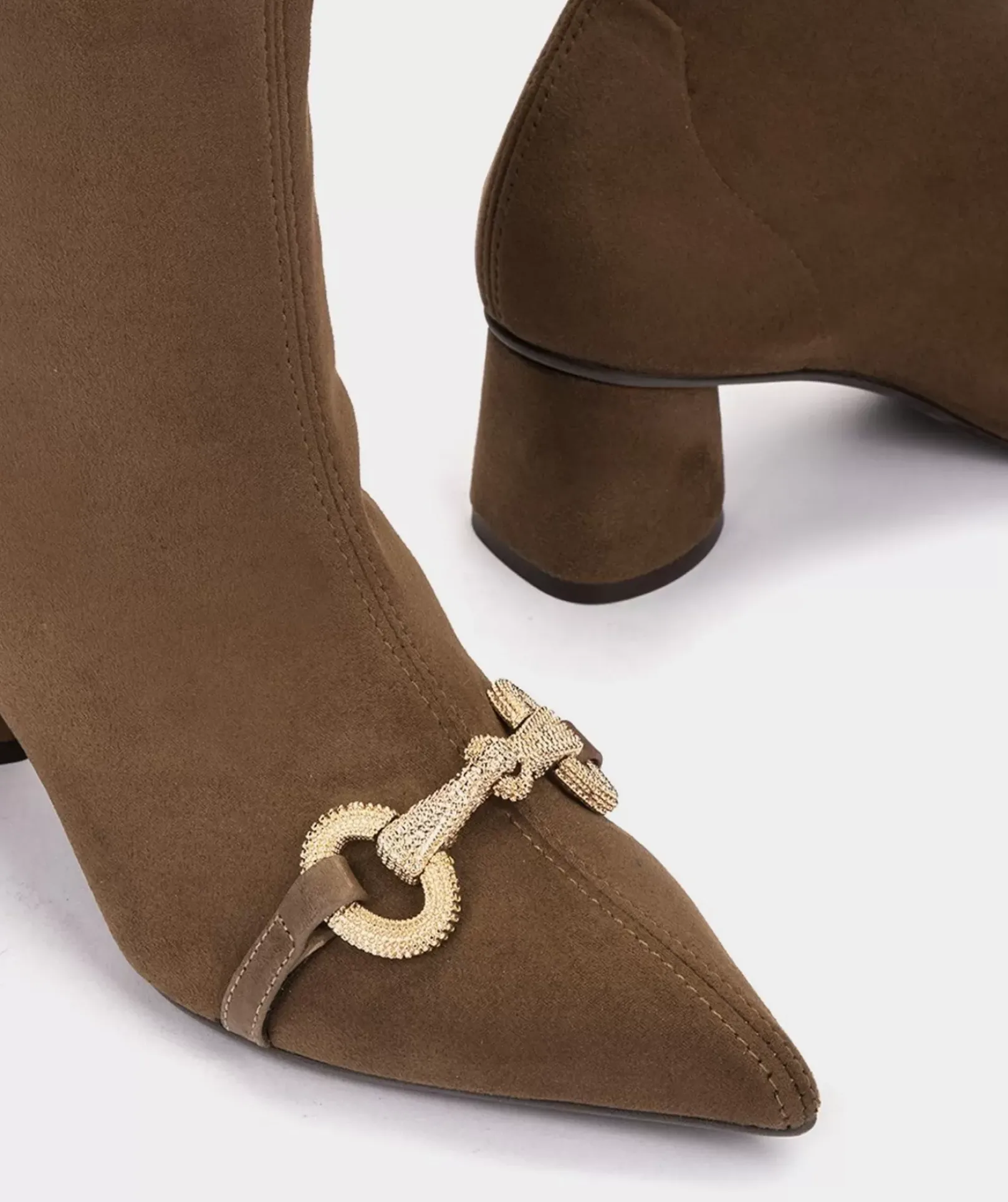 Chaussure Pedro Miralles Bottines A Talons En Tissu Stretch Effet Daim De Couleur Marron Ante Strech Tabaco