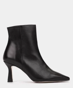 Chaussure Pedro Miralles Bottines A Talons Et Bout Pointu, Confectionnees En Cuir Beige Seta Negro