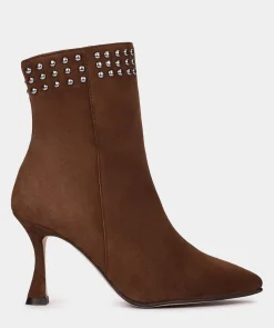 Chaussure Pedro Miralles Bottines A Talons Hauts En Daim Marron Amalfi Tabac