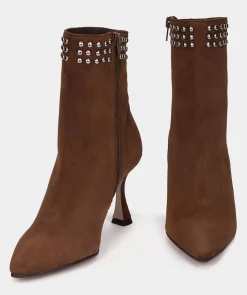 Chaussure Pedro Miralles Bottines A Talons Hauts En Daim Marron Amalfi Tabac