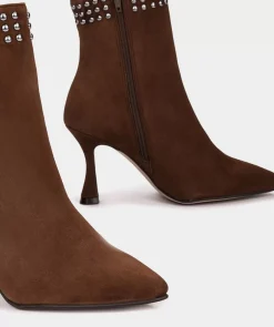 Chaussure Pedro Miralles Bottines A Talons Hauts En Daim Marron Amalfi Tabac