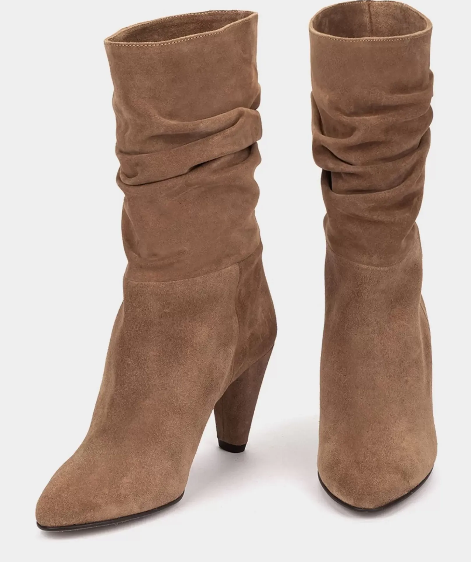 Chaussure Pedro Miralles Bottines A Talons Mi-Mollet En Cuir Noir Velour Birra