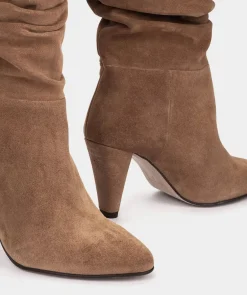 Chaussure Pedro Miralles Bottines A Talons Mi-Mollet En Cuir Noir Velour Birra
