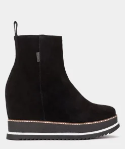 Chaussure Pedro Miralles Bottines Compensees Avec Plateforme En Daim Velour Negro