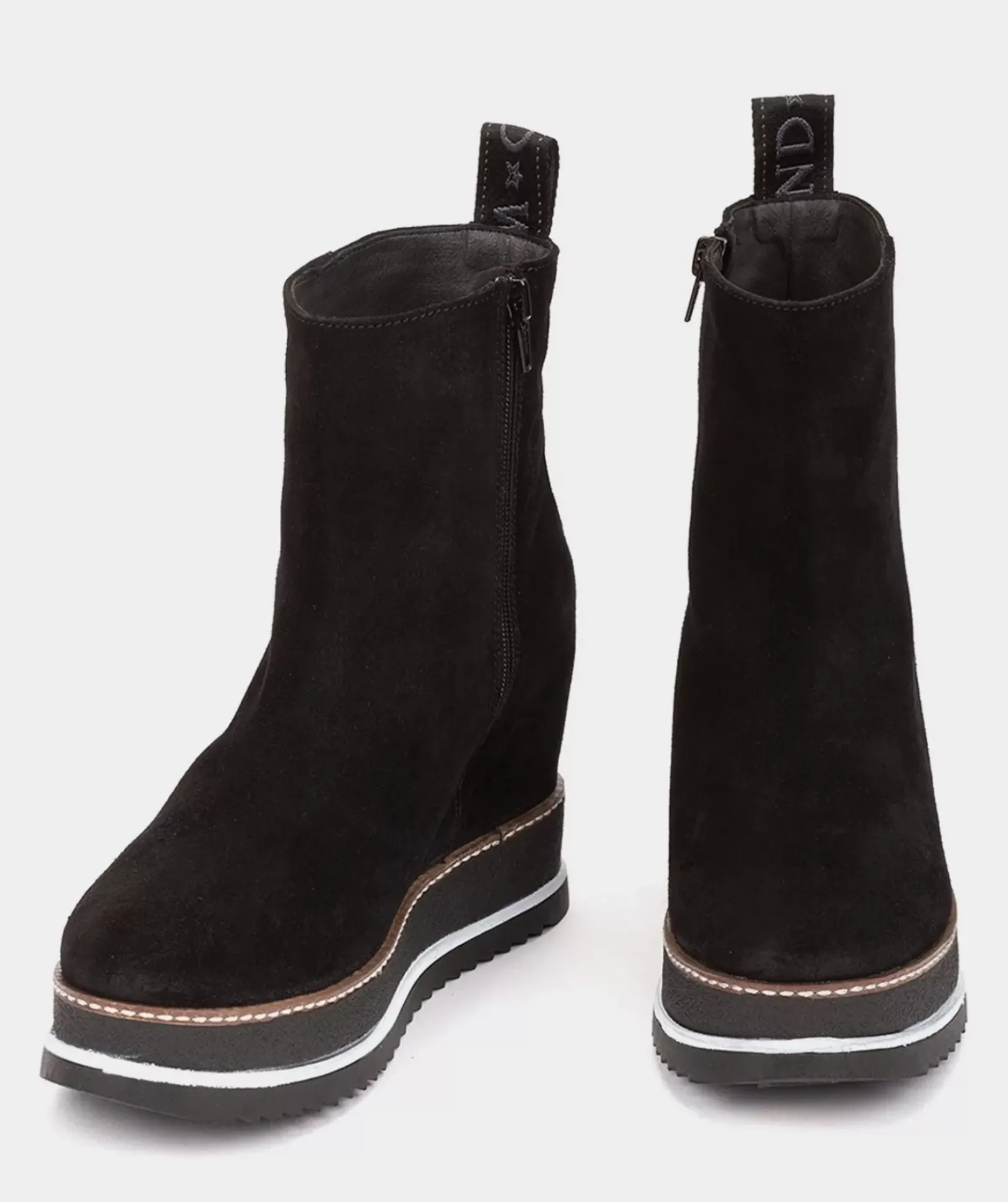 Chaussure Pedro Miralles Bottines Compensees Avec Plateforme En Daim Velour Negro