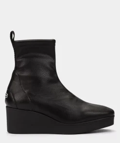 Chaussure Pedro Miralles Bottines Compensees Noires En Cuir Vegan Elastique Onix Negro