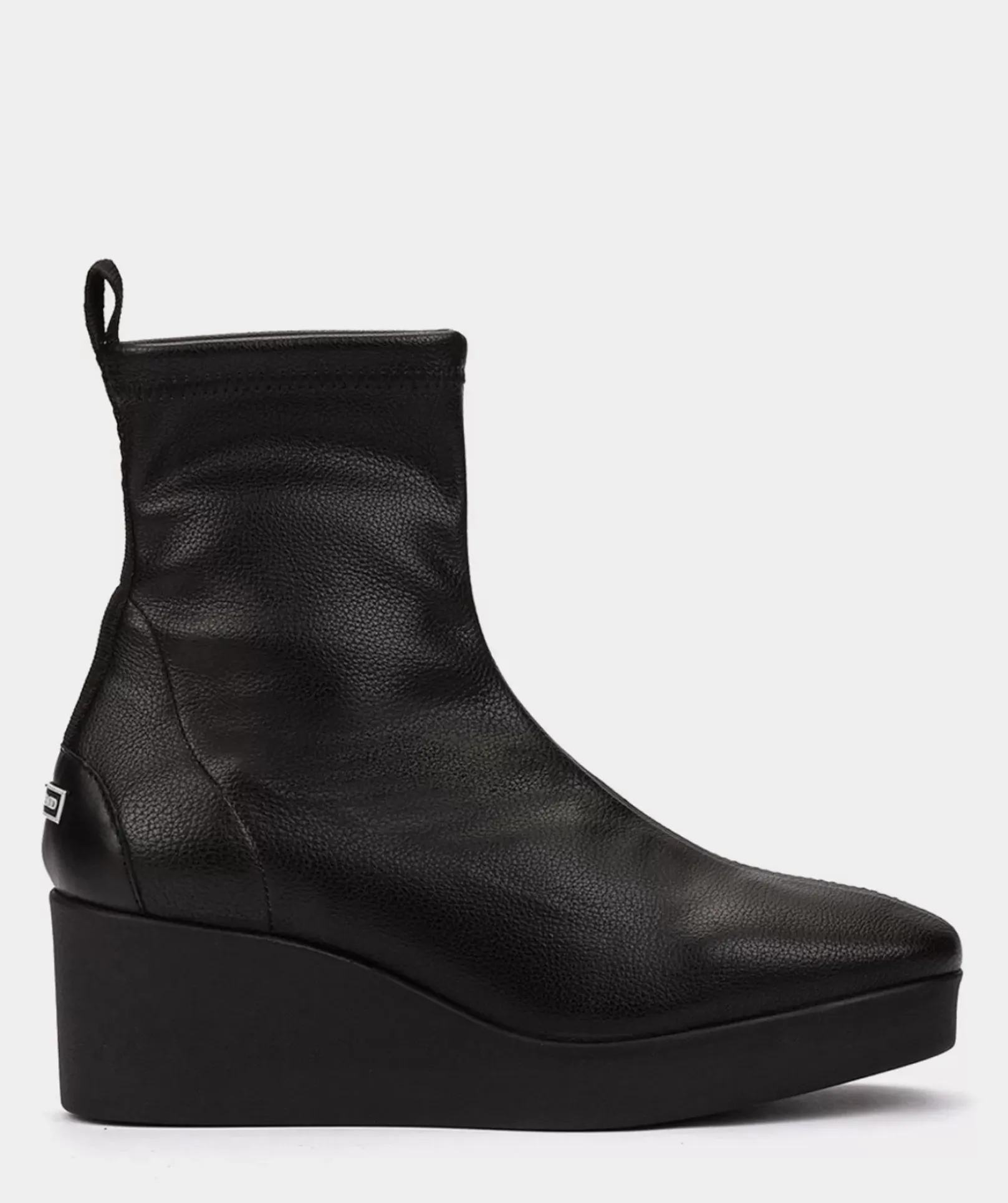 Chaussure Pedro Miralles Bottines Compensees Noires En Cuir Vegan Elastique Onix Negro
