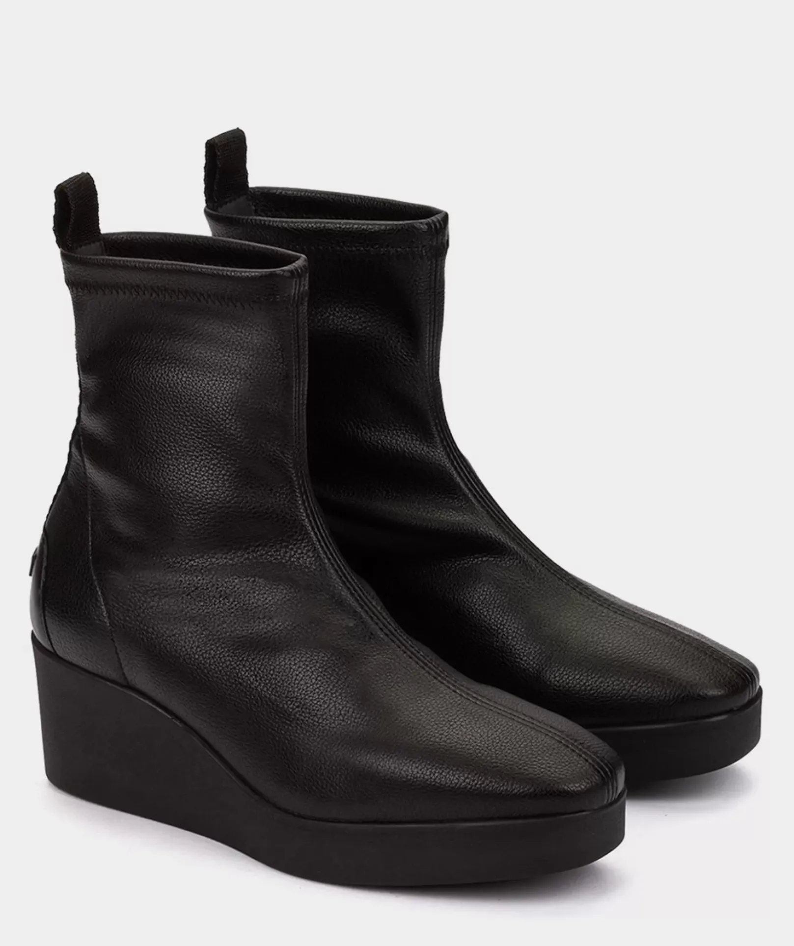 Chaussure Pedro Miralles Bottines Compensees Noires En Cuir Vegan Elastique Onix Negro