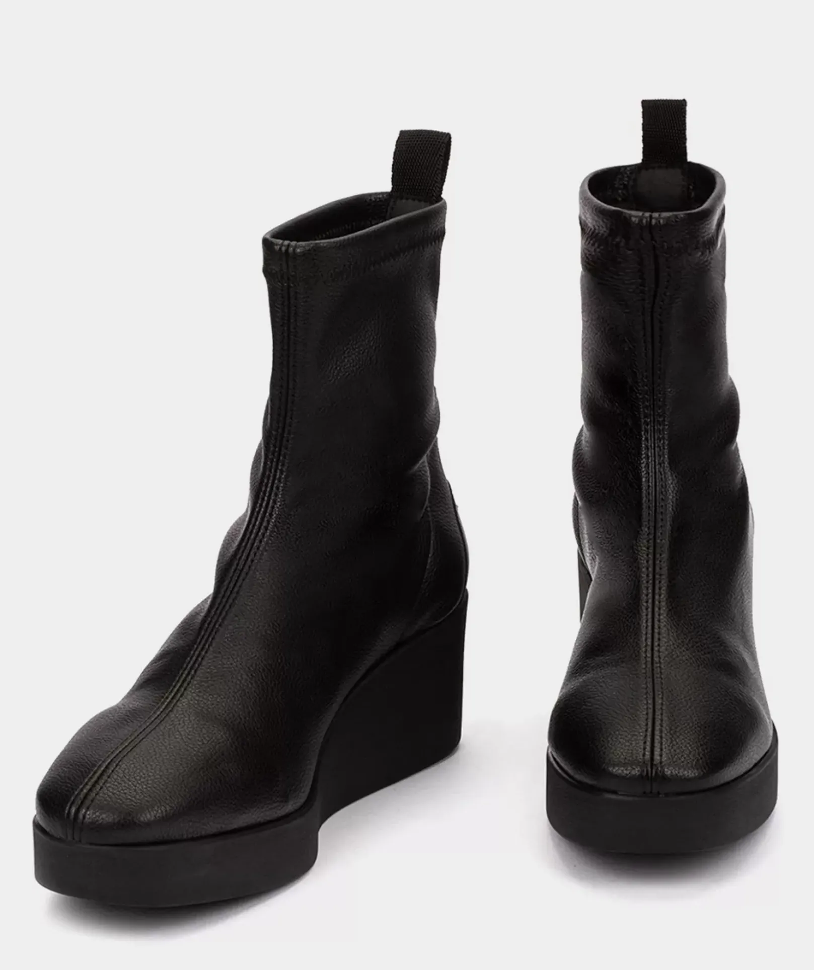 Chaussure Pedro Miralles Bottines Compensees Noires En Cuir Vegan Elastique Onix Negro